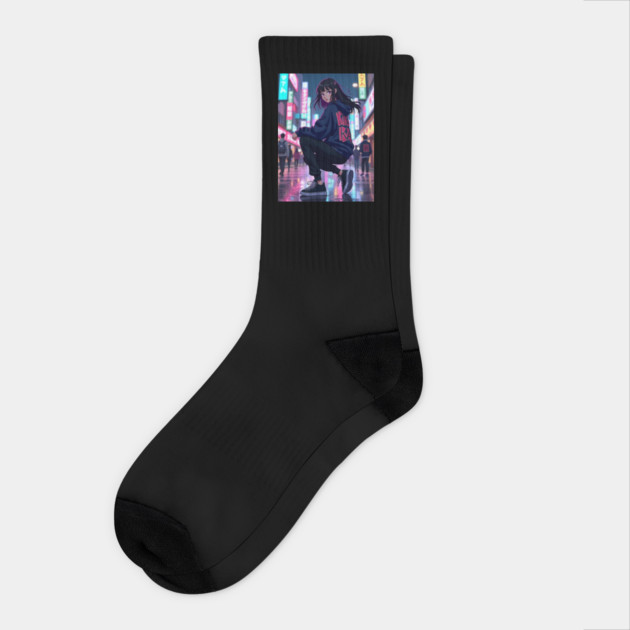 Dynamic Anime Vibes: A Journey of Color and Emotion Socks by Steve