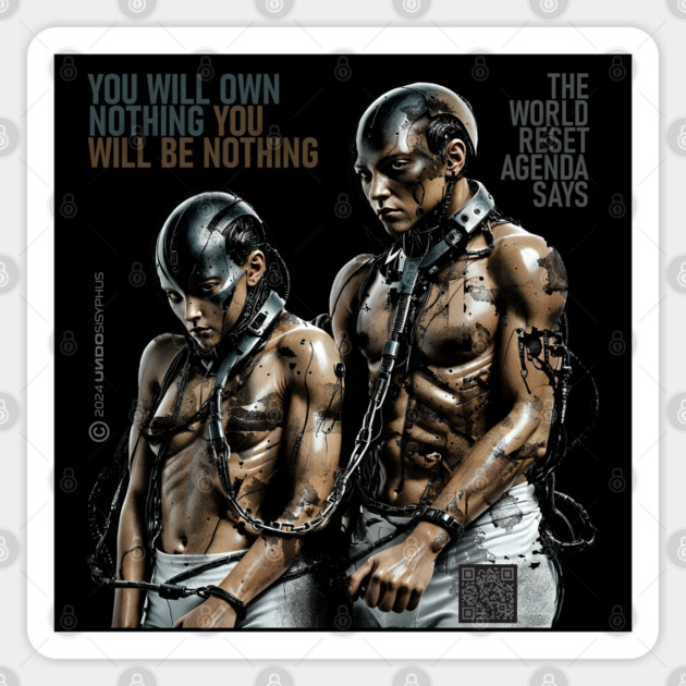 The World Reset Agenda (Black) | UndoSisyphus™ Dystechtopia™ Collection Sticker by UndoSisyphus