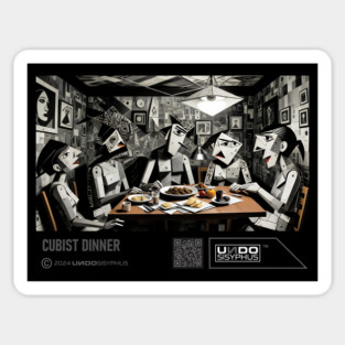 Cubist Dinner (Black) | UndoSisyphus™ Digital Avant-Garde Collection Sticker
