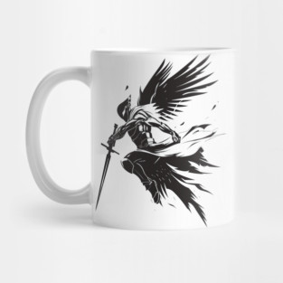 Dark Angel Warrior - Mysterious Winged Knight Design Mug