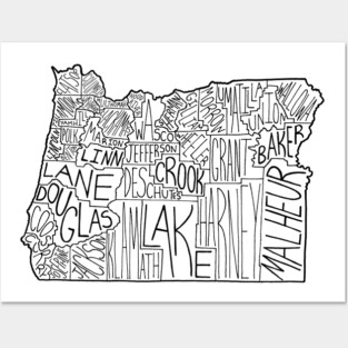 Oregon Map Posters and Art