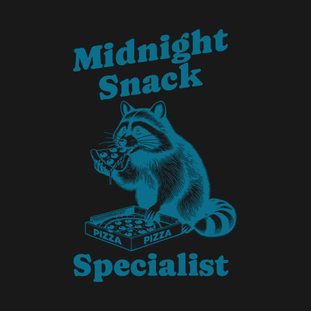 Midnight Snack Specialist Raccoon Pizza Art by Designed By Marty