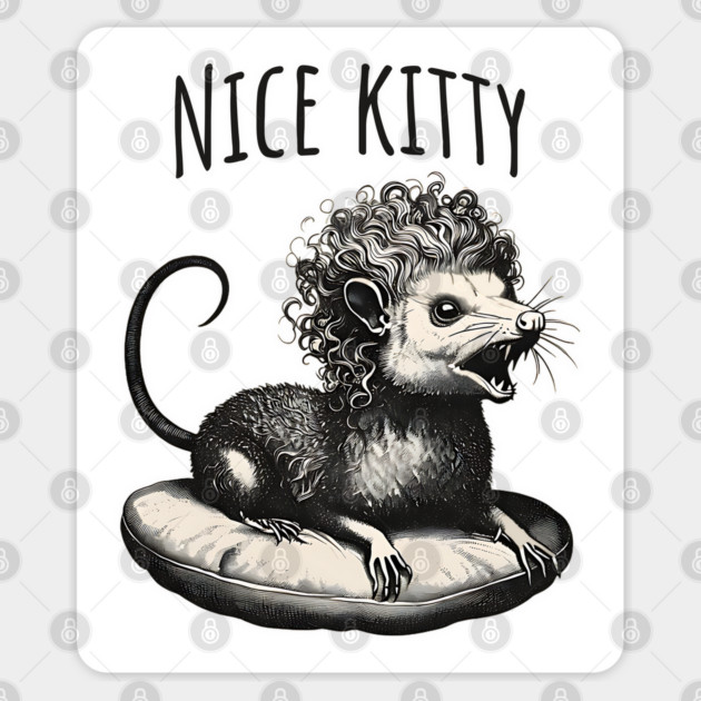 Nice Kitty, silly Feral Possum in Costume design Sticker by Luxinda