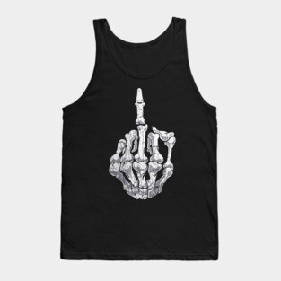 vintage Funny Halloween Middle Finger Skeleton Hand Skull Adult Tank Top