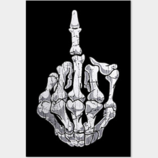 vintage Funny Halloween Middle Finger Skeleton Hand Skull Adult Posters and Art
