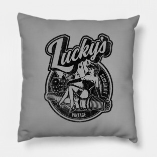 Luckys Vintage Auto Distressed Pillow