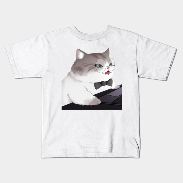 Funny Cat Working o Laptop, Love Cats Kids T-Shirt by logiamerch