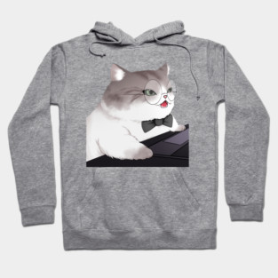 Funny Cat Working o Laptop, Love Cats Hoodie