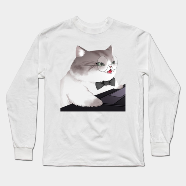Funny Cat Working o Laptop, Love Cats Long Sleeve T-Shirt by logiamerch