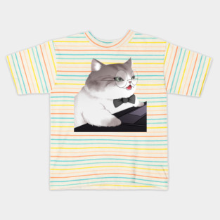 Funny Cat Working o Laptop, Love Cats Kids T-Shirt