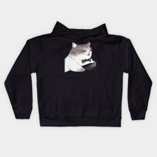 Funny Cat Working o Laptop, Love Cats Kids Hoodie