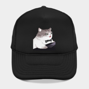 Funny Cat Working o Laptop, Love Cats Hat