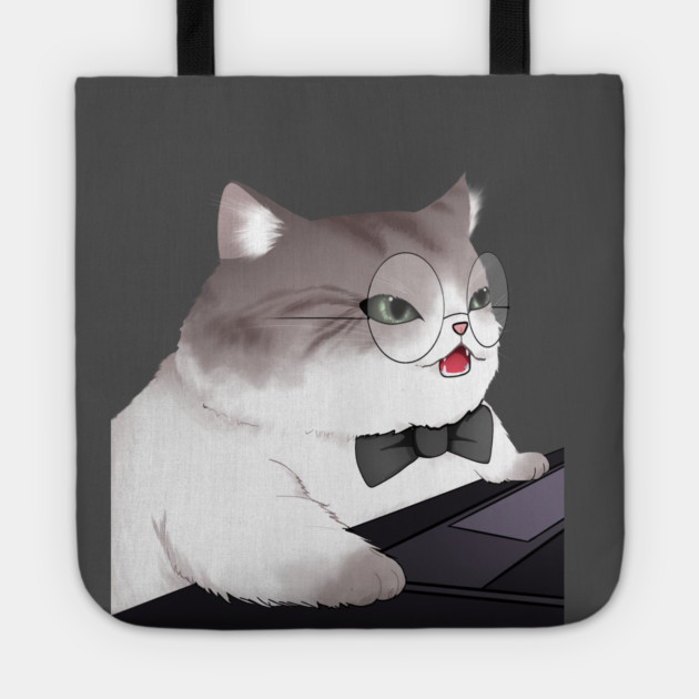 Funny Cat Working o Laptop, Love Cats Tote by logiamerch