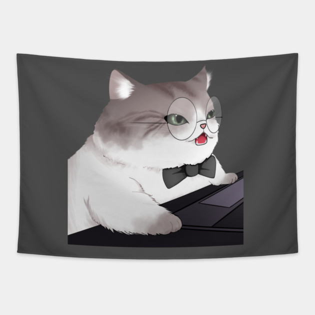 Funny Cat Working o Laptop, Love Cats Tapestry by logiamerch