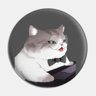 Funny Cat Working o Laptop, Love Cats Pin