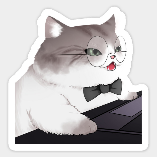 Funny Cat Working o Laptop, Love Cats Sticker by logiamerch