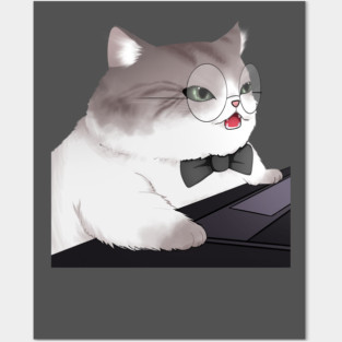 Funny Cat Working o Laptop, Love Cats Posters and Art