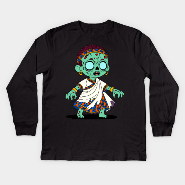 Cute Congolese Zombie Kids Long Sleeve T-Shirt by H. R. Sinclair