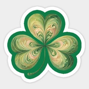 St Patrick's Day Swirl Shamrock Design Sticker