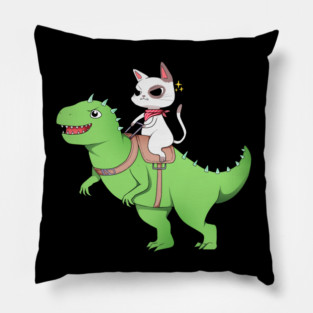 Funny Cat Riding Dinosaur, Love Cats Pillow