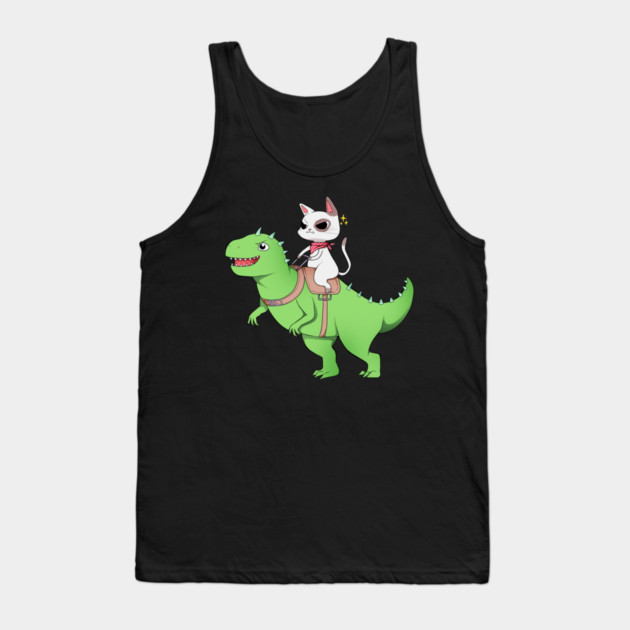 Funny Cat Riding Dinosaur, Love Cats Tank Top by logiamerch