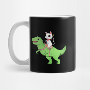 Funny Cat Riding Dinosaur, Love Cats Mug