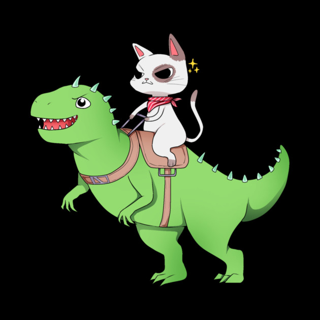 Funny Cat Riding Dinosaur, Love Cats by logiamerch