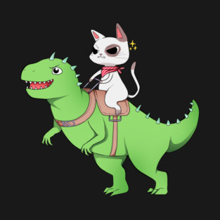 Funny Cat Riding Dinosaur, Love Cats T-Shirt
