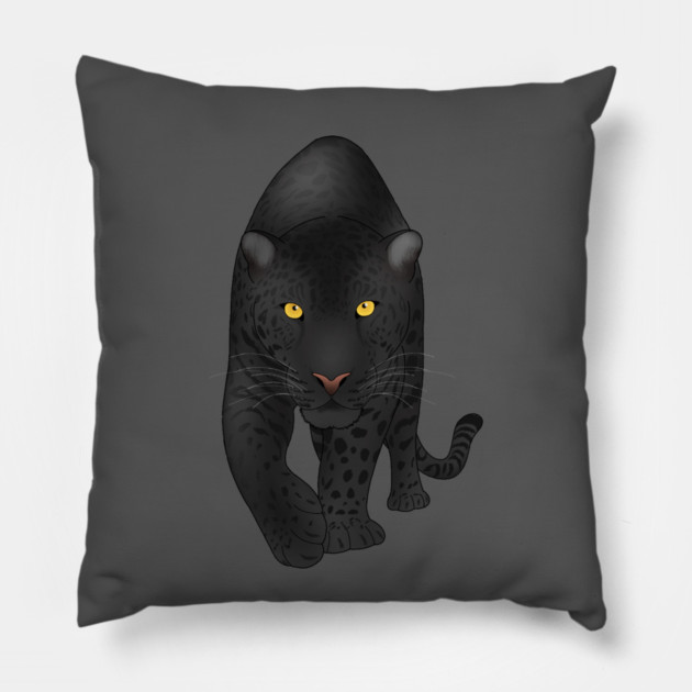 Black Jaguar Panther, Big Cat Art Pillow by logiamerch