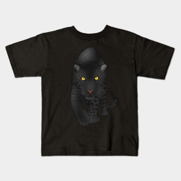 Black Jaguar Panther, Big Cat Art Kids T-Shirt by logiamerch
