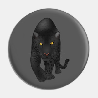 Black Jaguar Panther, Big Cat Art Pin