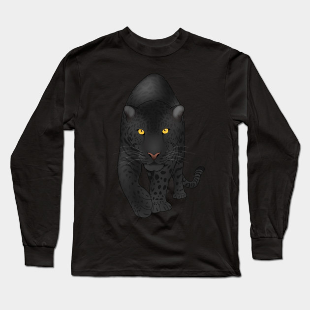 Black Jaguar Panther, Big Cat Art Long Sleeve T-Shirt by logiamerch