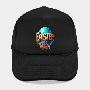 Vintage Easter Egg – Retro Text Easter Design with Dropping Colors Hat