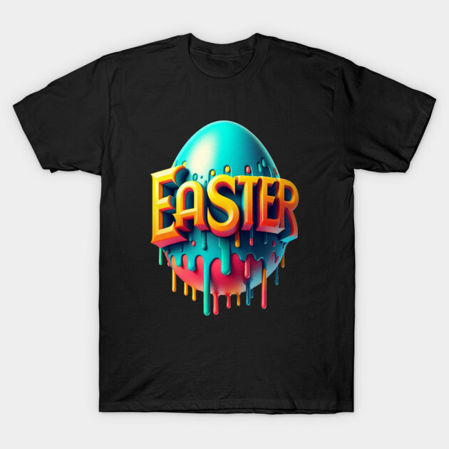 Vintage Easter Egg – Retro Text Easter Design with Dropping Colors T-Shirt by Ben's Store 1