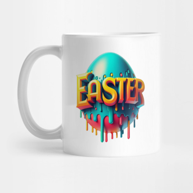 Vintage Easter Egg – Retro Text Easter Design with Dropping Colors by Ben's Store 1