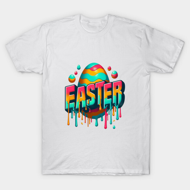 Vintage Easter Egg – Retro Text Easter Design with Dropping Colors T-Shirt by Ben's Store 1