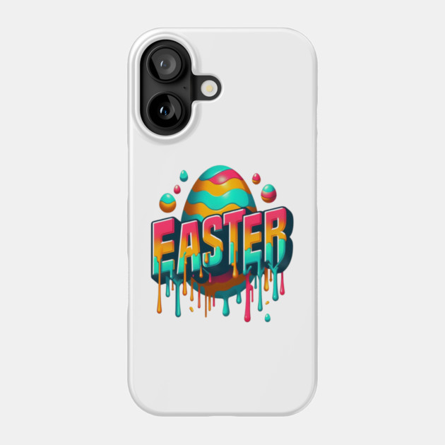 Vintage Easter Egg – Retro Text Easter Design with Dropping Colors Phone Case by Ben's Store 1