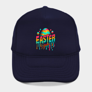 Vintage Easter Egg – Retro Text Easter Design with Dropping Colors Hat