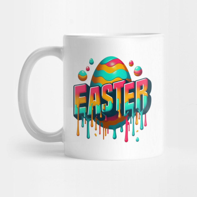 Vintage Easter Egg – Retro Text Easter Design with Dropping Colors by Ben's Store 1