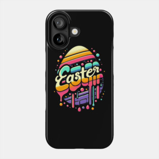 Vintage Easter Egg – Retro Easter Design with Dropping Colors Phone Case