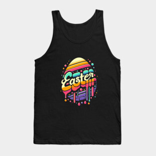 Vintage Easter Egg – Retro Easter Design with Dropping Colors Tank Top