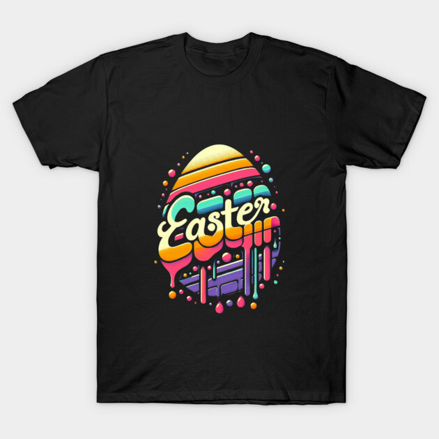 Vintage Easter Egg – Retro Easter Design with Dropping Colors T-Shirt by Ben's Store 1