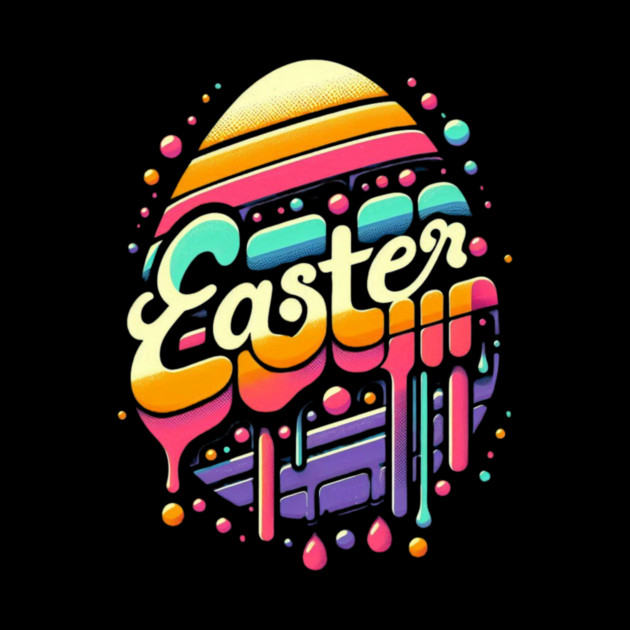 Vintage Easter Egg – Retro Easter Design with Dropping Colors by Ben's Store 1