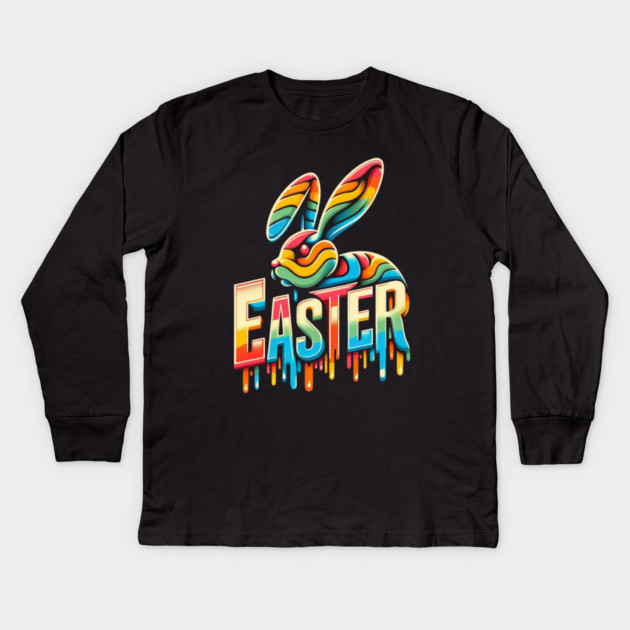 Easter Bunny –Vintage  Retro Design for a Classic Celebration Kids Long Sleeve T-Shirt by Ben's Store 1