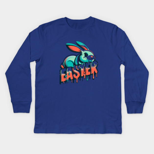 Easter Bunny –Vintage Design with Retro Text for a Classic Celebration Kids Long Sleeve T-Shirt by Ben's Store 1
