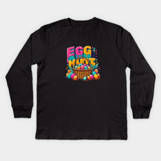EGG HUNT – Retro Style Easter Happiness Kids Long Sleeve T-Shirt