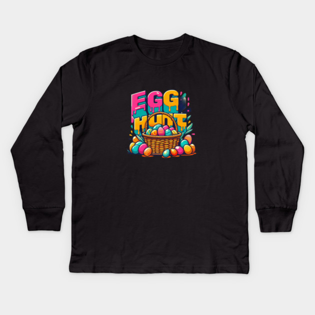 EGG HUNT – Retro Style Easter Happiness Kids Long Sleeve T-Shirt by Ben's Store 1