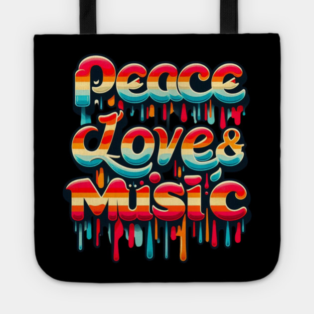 Peace, Love & Music – Retro Style  for Groovy Souls Tote by Ben's Store 1