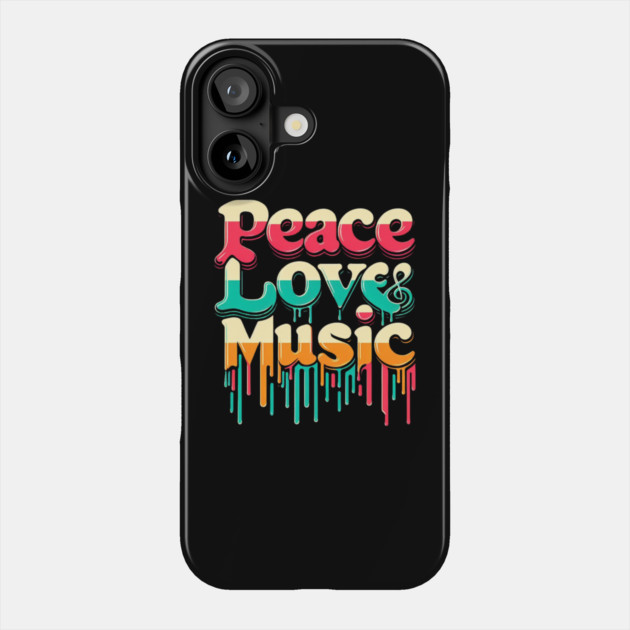 Peace, Love & Music – Retro Style for Groovy Souls Phone Case by Ben's Store 1