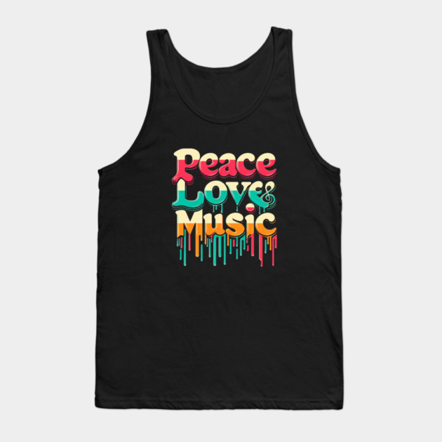 Peace, Love & Music – Retro Style for Groovy Souls Tank Top by Ben's Store 1